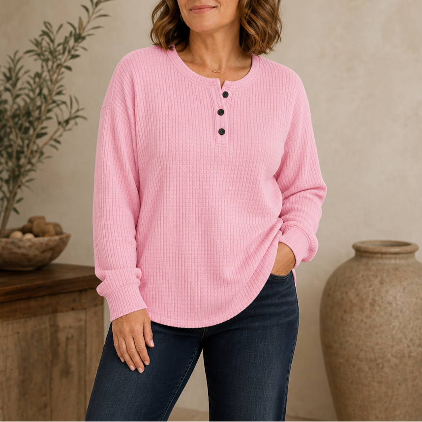 Wearla – Żebrowany top typu Henley z dzianiny waffle