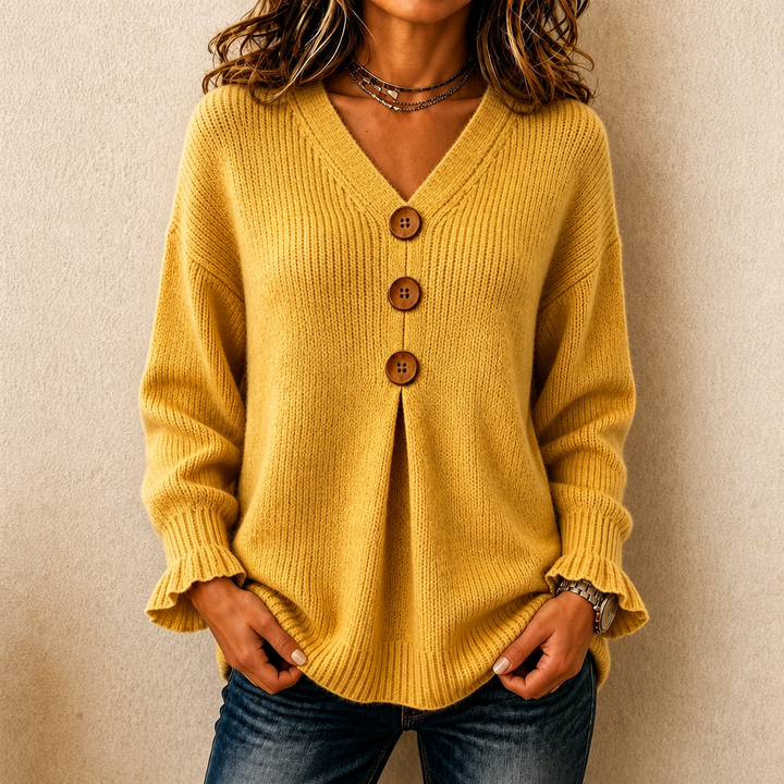 Vessa – Sweter z dzianiny z dekoltem w serek
