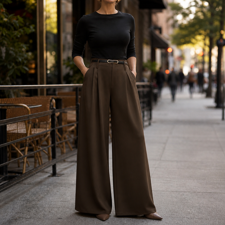 Lunetta – Spodnie z wysokim stanem, szerokie nogawki