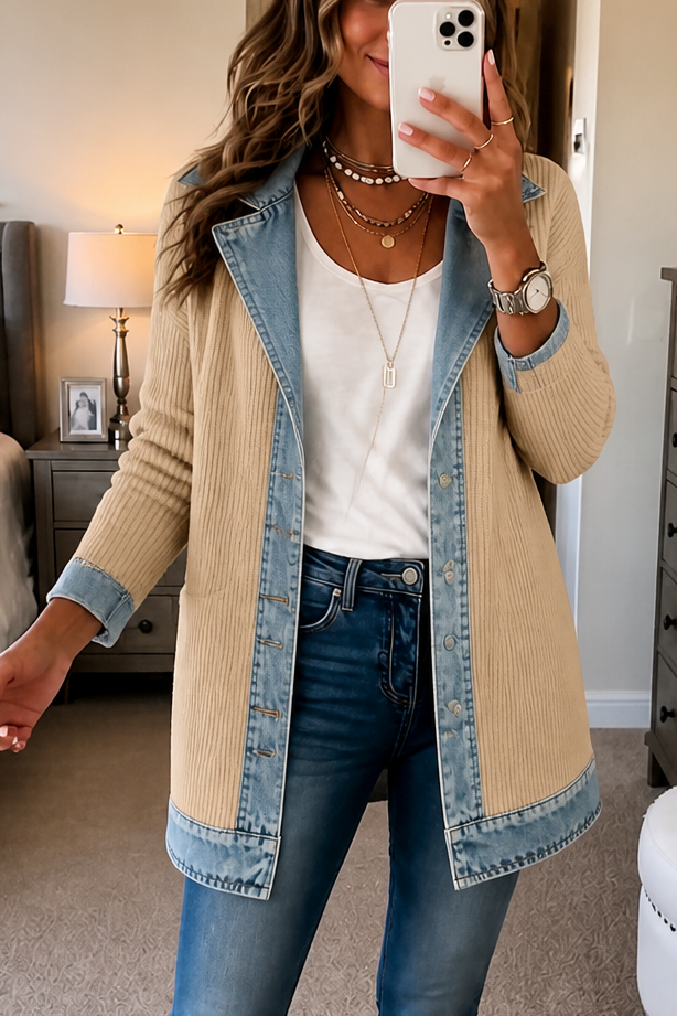 Wearbella – Płaszcz dzianinowy w stylu denimu