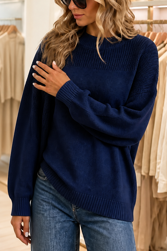 Cozelin – Sweter z prążkowanego dzianiny z opadającymi ramionami w rozmiarze oversize