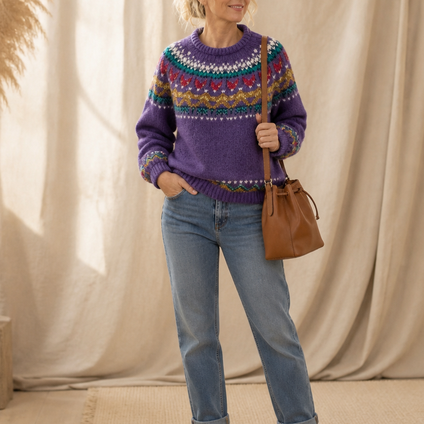 Mayfair Isle – Sweter z okrągłym dekoltem i wzorem Fair Isle