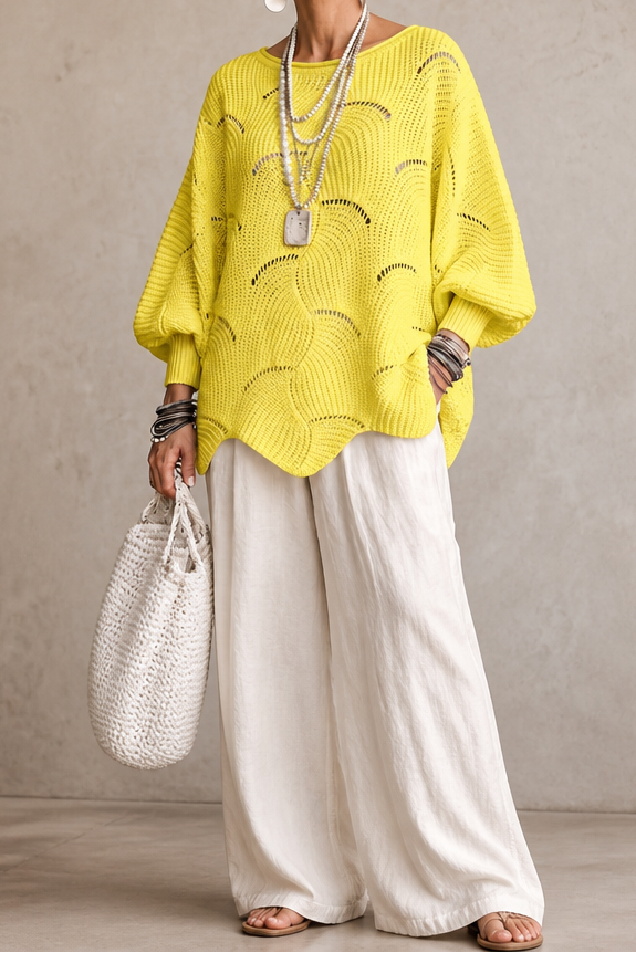 Wearbella – Sweter z Hollow Wave i rękawem Batwing