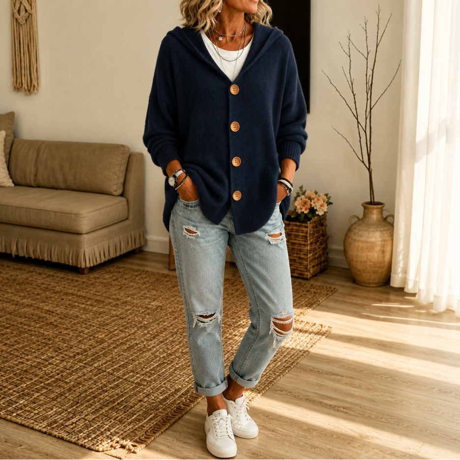 Wearbella – Kardigan z kapturem i guzikiem z przodu