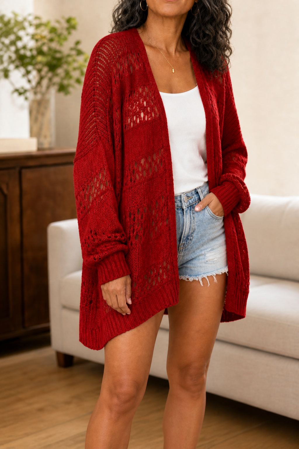 Slouchbelle – Kardigan z otwartym przodem i rękawami w stylu batwing