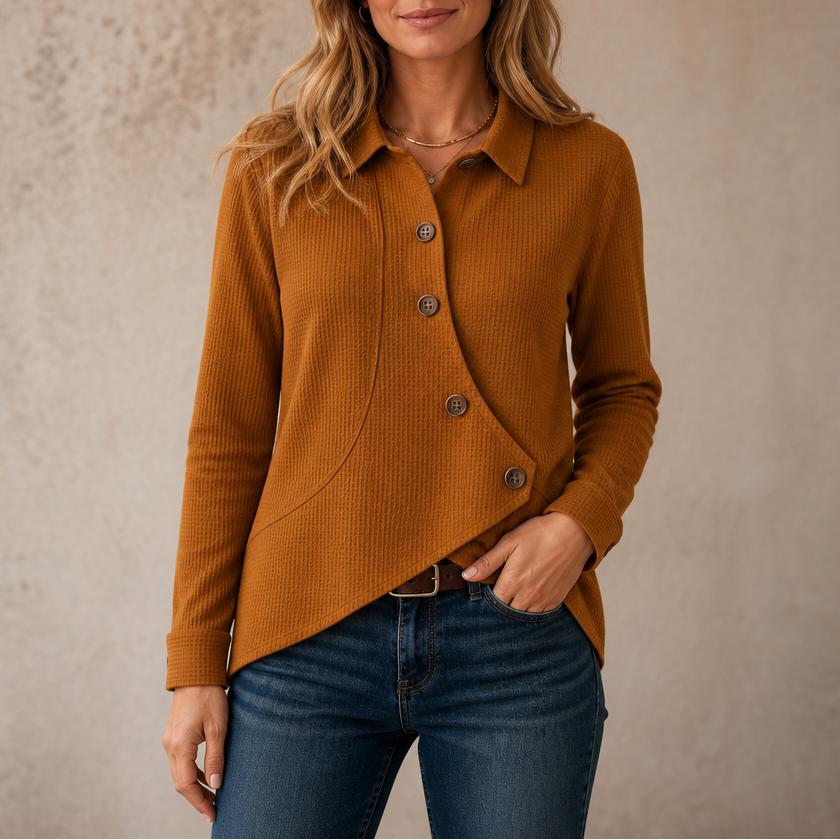 Draperau – Asymetryczny top z dzianiny waffle