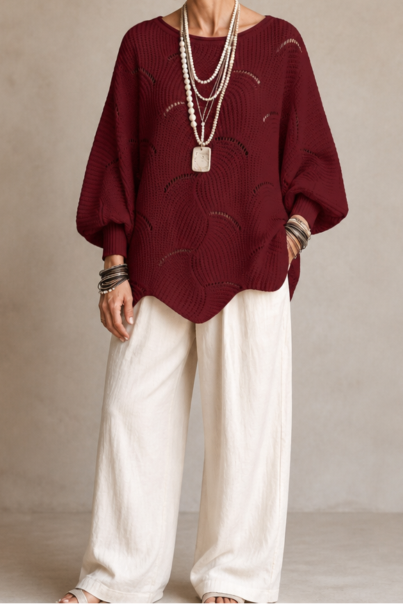 Wearbella – Sweter z Hollow Wave i rękawem Batwing