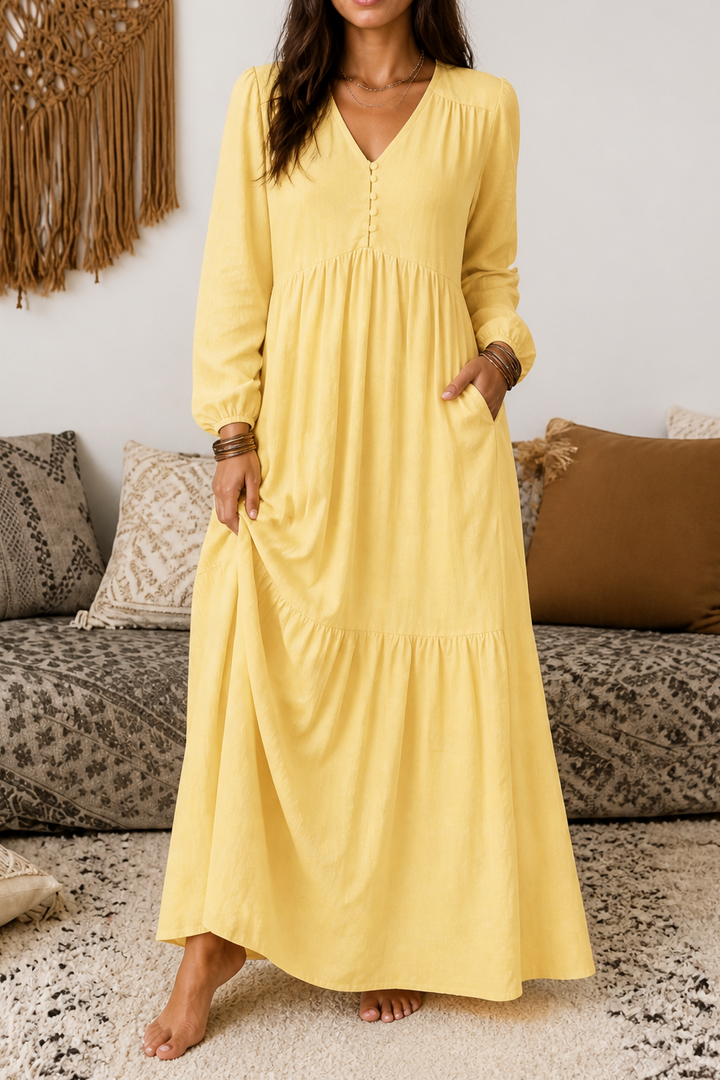 Wearbella – Luźna sukienka maxi z dekoltem w serek