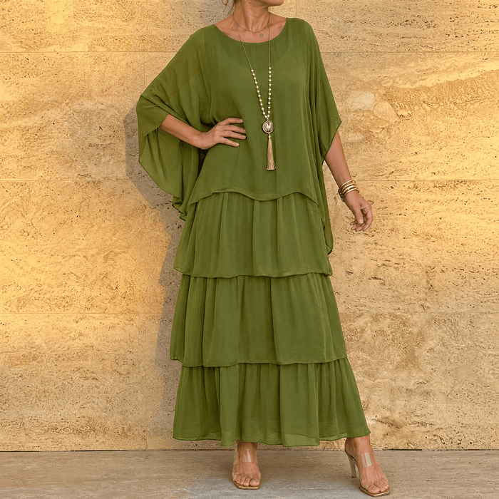 Velara – Damska Maxi Sukienka z Warstwowego Chiffonu