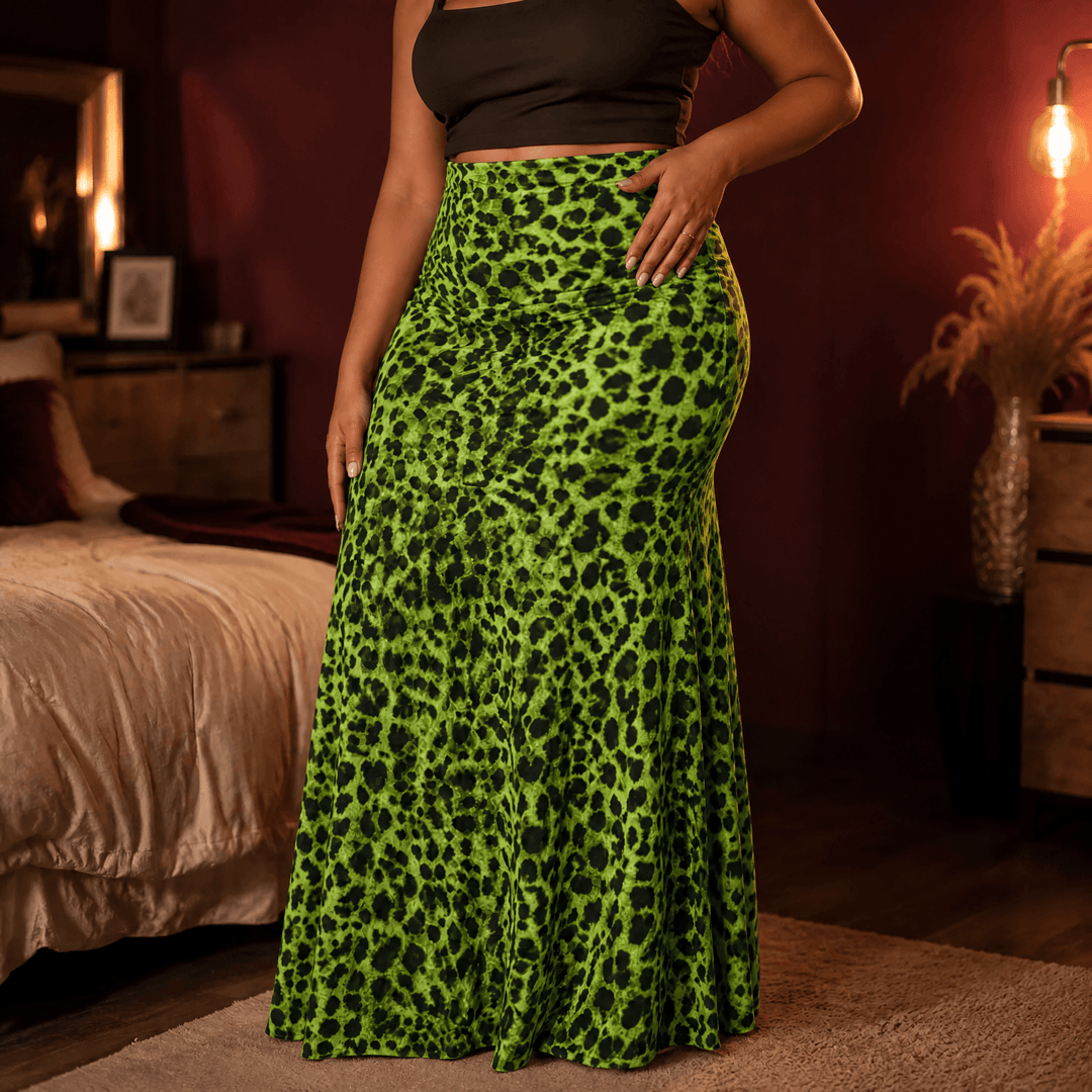 Velora – Spódnica maxi w leopardzie wzorze dla kobiet o krągłych kształtach